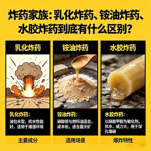 四会炸药家族：乳化炸药、铵油炸药、水胶炸药到底有什么区别？